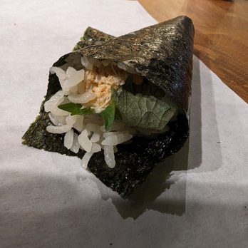 Uoichiba Handroll Bar - Daily special - crab with shiso leaf and rice crackers - Sushi Bars Near Me - Culver City, California Uoichiba Handroll Bar - Daily special - crab with shiso leaf and rice crackers - Sushi Bars Near Me - Culver City, California