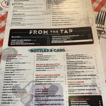 Bill's Bar & Burger - menu - Burgers Near Me - New York, New York