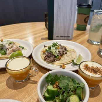 True Food Kitchen - Tomato soup with Parmesan foam, chili cuke crunchers, street tacos - Vegetarian Near Me - Annapolis, Maryland