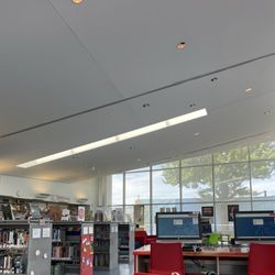 New York Public Library-Mariners Harbor - Interior glimpse facing the children's section and the outdoor terrace.