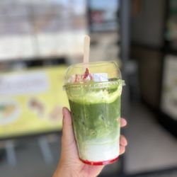Ceré Tea - Strawberry matcha with the cream dome, got 50% sweet, will try 75% next time.