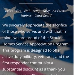 Schuler Bauer Real Estate Services - The so-called "Service Appreciation Program" available to veterans, first responders, etc.