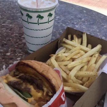 In-N-Out Burger - Double-Double with Double Grilled Onion and no Tomato, Fries Light-Well and a Vanilla Shake! - Burgers Near Me - Pasadena, California