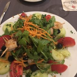 La Grappa - Evening Special was a very large Shrimp Salad with a light vinaigrette dressing and tender skewered shrimps that we're delicious!