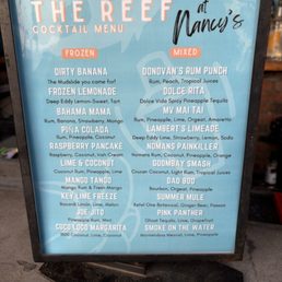 Downstairs bar drink menu