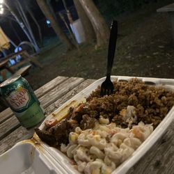 Dominican Bites - Rice and beef with pasta salad