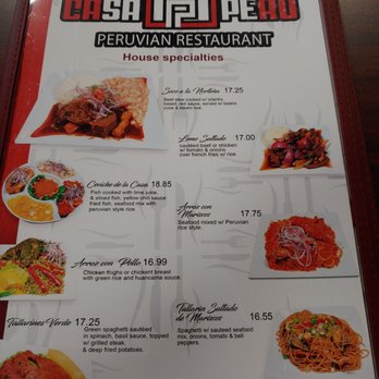 Casa Peru - a menu for a mexican restaurant - Peruvian Near Me - Salt Lake City, Utah