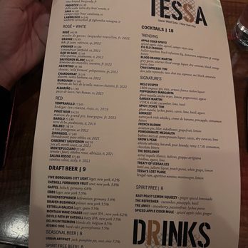 Tessa - Menu - New American Near Me - New York, New York Tessa - Menu - New American Near Me - New York, New York