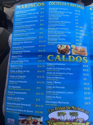 Menu photo 1 Brisas de Michoacan Patterson, CA