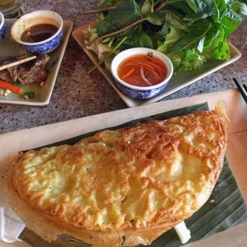 Tamarind Tree Restaurant - Tamarind tree crepe filled with pork belly, shrimp, calamari, and bean sprouts - Vietnamese Near Me - Seattle, Washington