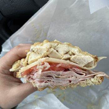 The Pickled Pepper - Mystery tasty turkey, Swiss?, tomato, chicken, sandwich panini with tasty sauce - Sandwiches Near Me - Puyallup, Washington