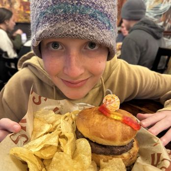 Yak's on the 5 - Kids burger with gummy worm! - Burgers Near Me - Dunsmuir, California Yak's on the 5 - Kids burger with gummy worm! - Burgers Near Me - Dunsmuir, California