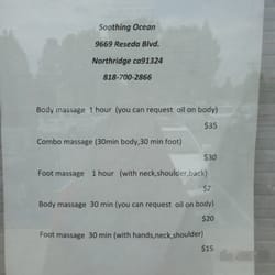Soothing Ocean Chinese Foot Massage - Price List