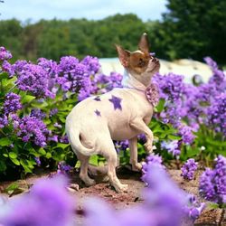 Hound Haven - Little Chiquita got her bath fancy purple stars and even lilac nail polish!! Call or check us out on Facebook!