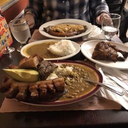 Carne encebollada and super bandeja paisa Carne encebollada and super bandeja paisa