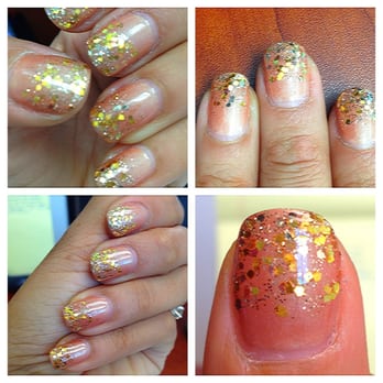 Top Nails - Nude color w/gold glitter for the new year. - Nail Salons Near Me - Northridge, California Top Nails - Nude color w/gold glitter for the new year. - Nail Salons Near Me - Northridge, California