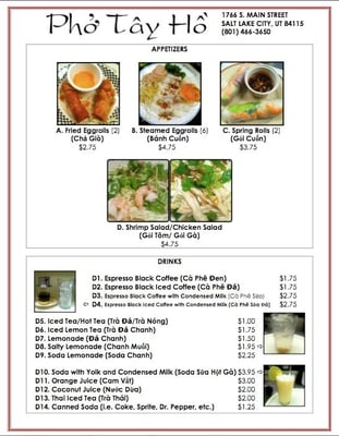 Menu photo 8 Pho Tay Ho Salt Lake City, UT