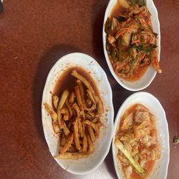 They have three types of kimchee. My favorite one is radish kimchi. The kimchee dish was too sour for me.