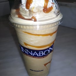 Cinnabon latte blended with light whip and caramel mm mm