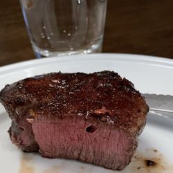 Southern Steer Butcher Lakeway - Perfect medium (the hole you see if from my thermometer probe). Filet mignon 2" thick