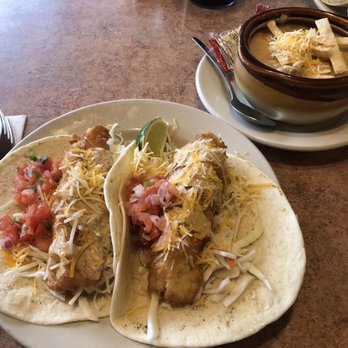 Dolsie's Lunch Box Grille - Fish tacos with creamy chicken tortilla soup - New American Near Me - Saint Cloud, Minnesota
