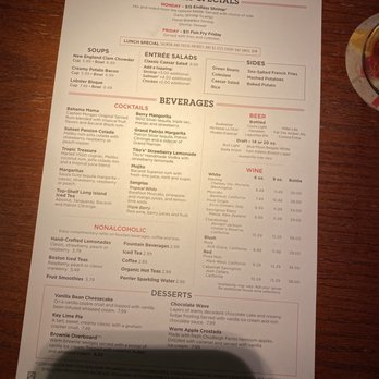 Red Lobster - Menu 1. Of 2. - Seafood Near Me - Salem, Oregon