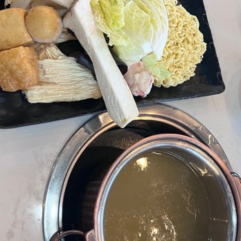 Hot Pot Spot - Beef broth mushroom fish cake and veggies - Hot Pot Near Me - Thornton, Colorado