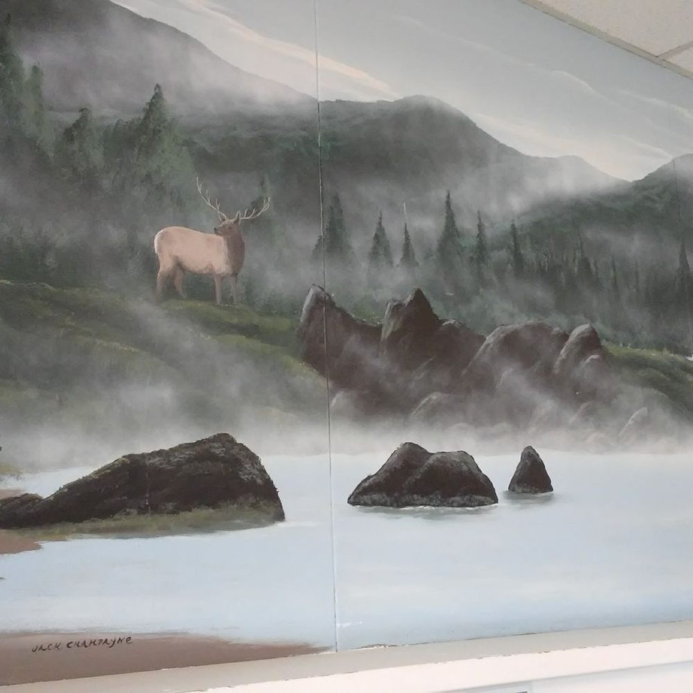 Beautiful mural inside the laundromat. Beautiful mural inside the laundromat.