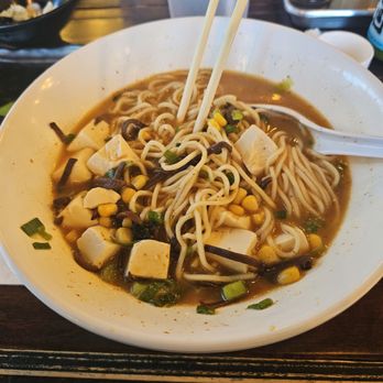 R101 Ramen - Spicy Miso Ramen (w/ Tofu - post mixed and a few bites in) - Ramen Near Me - Glendale, California