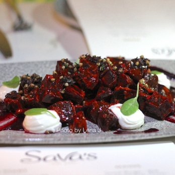 Sava's - Salt Roasted Beets ($14) - dehydrated kalamata olives, buckwheat relish, goat cheese, harissa vinaigrette. I like the buckwheat. - Bars Near Me - Ann Arbor, Michigan Sava's - Salt Roasted Beets ($14) - dehydrated kalamata olives, buckwheat relish, goat cheese, harissa vinaigrette. I like the buckwheat. - Bars Near Me - Ann Arbor, Michigan
