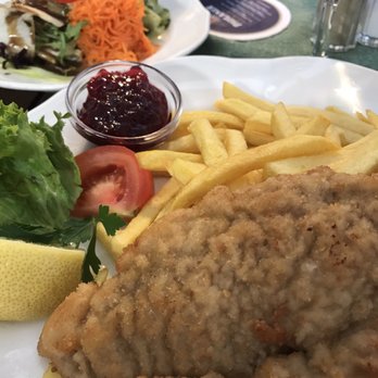 Opatija Am Alten Peter - Wiener schnitzel. Very tasty good. And the salad was a wonderful too- green salad, cole slaw, carrot salad and cucumber salad. - Mediterranean Near Me - Munich, BY