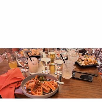 Durango Cocina & Rooftop - This is the 233 timestamp of only three out of six plates, including the chicken strip, cut into pieces on top of my waffle - Latin American Near Me - Rancho Cucamonga, California