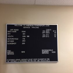 American Powersports - This is the price sheet to document I was really here! These prices were effective when we visited circa late Sept. '17.