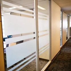 LUX Glass Coatings - Newly Applied decorative Frost Film in the CN Tower Offices of Edmonton.