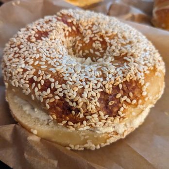 Bagelfeld's - Sesame bagel with honey brown butter cream cheese - Bagels Near Me - Phoenix, Arizona Bagelfeld's - Sesame bagel with honey brown butter cream cheese - Bagels Near Me - Phoenix, Arizona