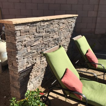 Arizona Hardscape Construction - Stack Stone on sound wall with flagstone cap. - Masonry/Concrete Near Me Arizona Hardscape Construction - Stack Stone on sound wall with flagstone cap. - Masonry/Concrete Near Me