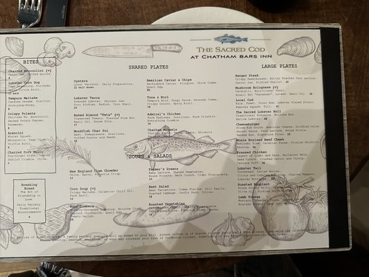 Menu photo 1 The Sacred Cod Chatham, MA Menu photo 1 The Sacred Cod Chatham, MA