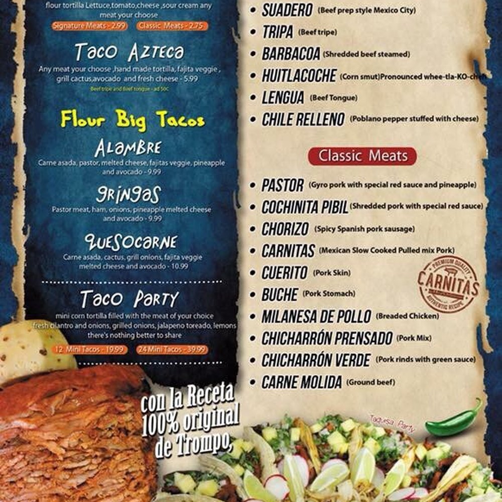 La Taquiza - Menu as of 3/12/18 - Mexican Near Me - Lexington, Kentucky La Taquiza - Menu as of 3/12/18 - Mexican Near Me - Lexington, Kentucky