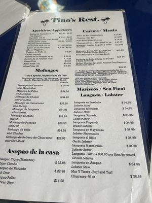 Menu photo 2 Tino's Restaurant Cabo Rojo, PR Menu photo 2 Tino's Restaurant Cabo Rojo, PR