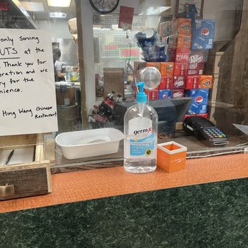 Hing Wang Chinese Restaurant - Clever order area...drawer for $, speaker & check out slot for credit card machine thru plexiglass - Chinese Near Me - Lewes, Delaware