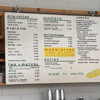 Superba Snacks + Coffee - menu (July 2023) - Breakfast & Brunch Near Me - Pasadena, California