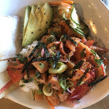 Urban Plates - Salmon poke over rice - New American Near Me - Brea, California Urban Plates - Salmon poke over rice - New American Near Me - Brea, California