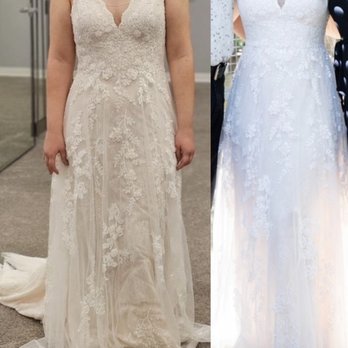 Rosa's Dry Cleaning and Alterations - Before and after. Adjusted the straps, shorted the skirt, took in the waist, and let out the bust. - Sewing & Alterations Near Me - Cypress, California