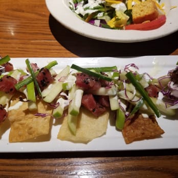 Saltgrass Steak House - Ahi Tuna appetizer and Pat's Ribeye (12 oz).  Absolutely delicious! - Steakhouses Near Me - Grapevine, Texas
