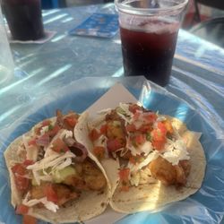 La Paceña - Shrimp taco, fish taco, hibiscus water