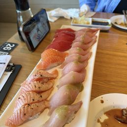 Yuzu Yellowtail Sushi, Tri Pepper Salmon Yuzu Yellowtail Sushi, Tri Pepper Salmon