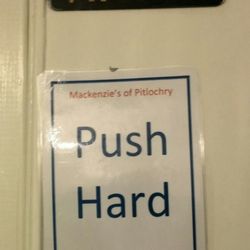 MacKenzie's Coffee House - Sign by the door to the toilet. Something got lost in translation, lol!