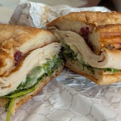 Pearl St Market - Cran Turkey with arugula, brie, pesto. . . So decadent.