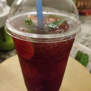 Pho An Hoa - Strawberry raspberry tea with chips seeds - Vietnamese Near Me - San Leandro, California