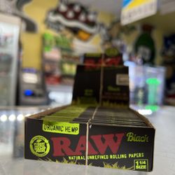 Rico's Smoke Shop - BLACK RAW NATURAL UNREFILED ROLLING PAPERS  1 1/4 Size  Organic Hemp